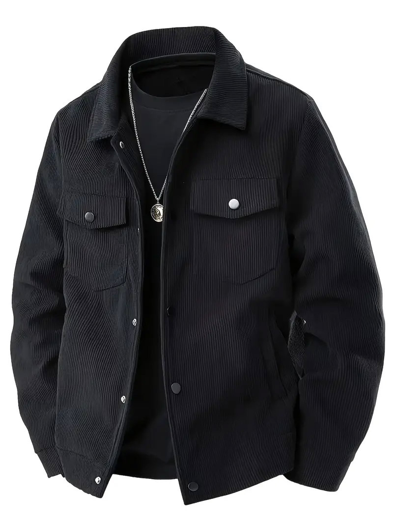 Corduroy Jacket For Men Single Breasted Casual Autumn Coat_voghion.com
