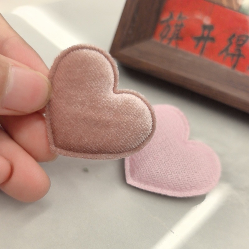 纯色桃心韩国绒植绒爱心形配件diy发饰包包鞋袜服饰装饰辅料材料|undefined