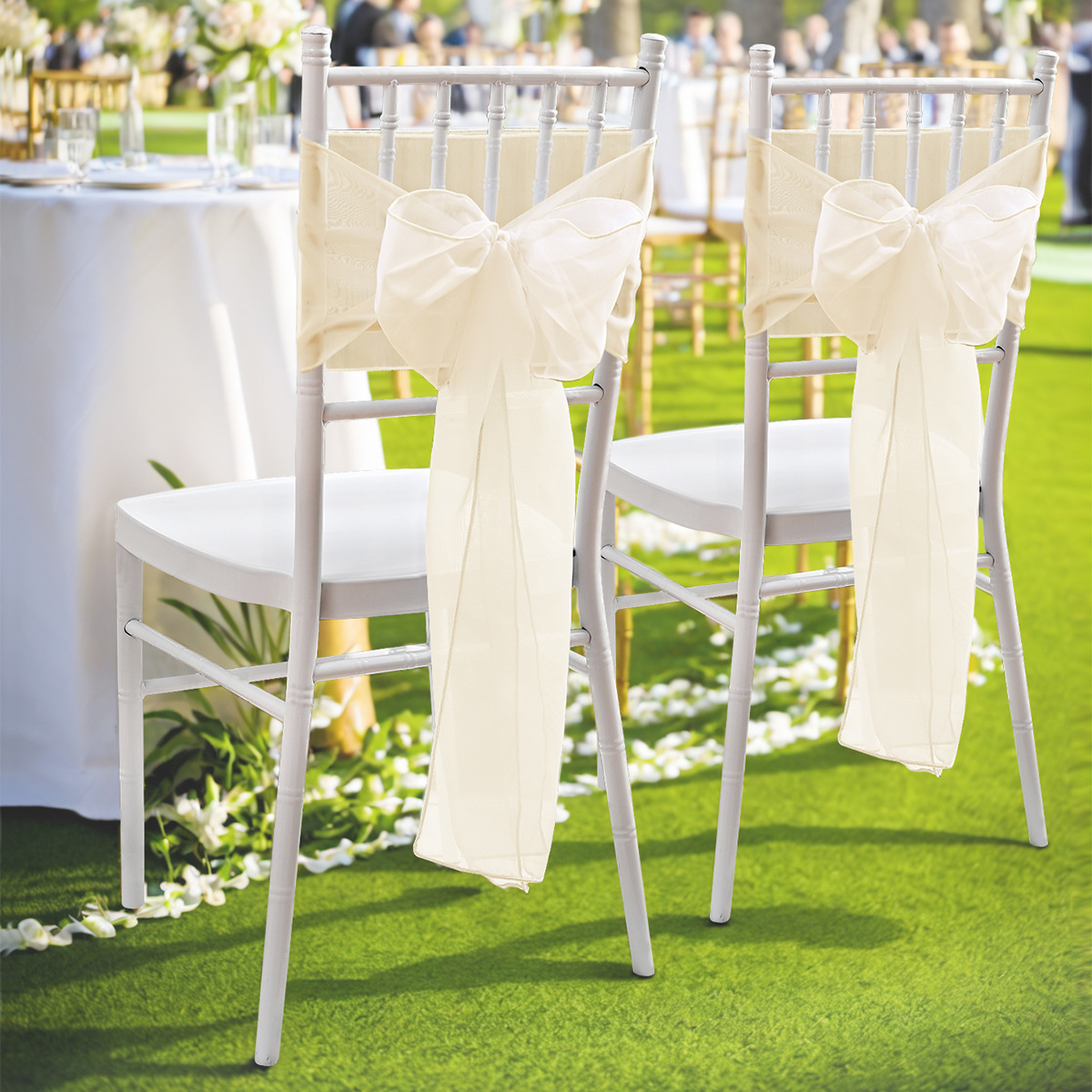 Trailon nuevo estilo transfronterizo respaldo de silla flor arco de boda decoración ramo de fotografía de boda accesorios funda de silla respaldo de silla flor