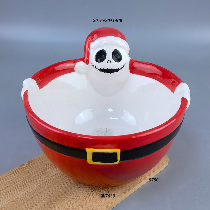 Decoración de Navidad creativa bandeja de frutas de cerámica snack bandeja adorable Santa Claus bandeja de dulces de cerámica exportación de comercio exterior