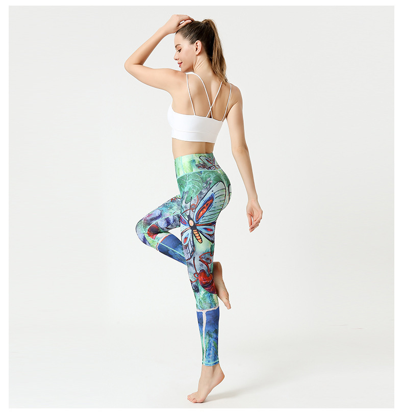 Pantalones de yoga impresos ajustados de cintura alta con levantamiento de cadera para mujer, ropa de nihaostyles al por mayor NSXPF70697