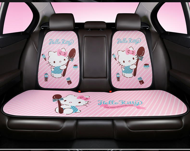 kitty cartoon car cushion single piece three-piece set goddess Four Seasons universal small waist summer car cushion Main driving