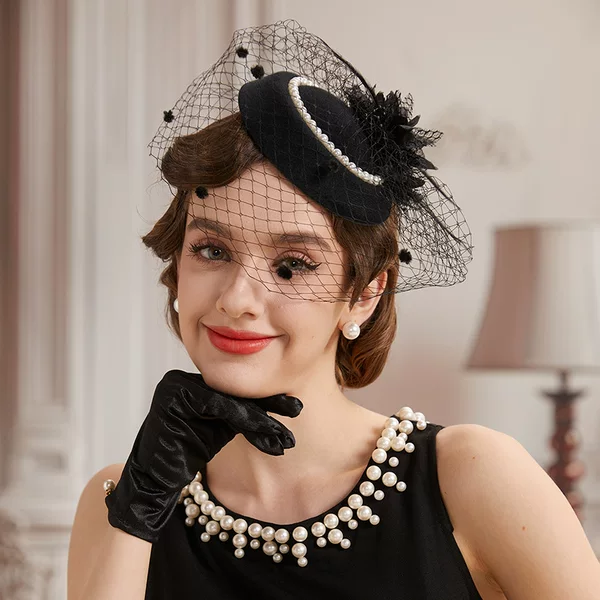 Pearl Hat, Cheongsam Headdress, Night Shanghai Celebrity Hair Accessories, Retro Republic of China Bridal Accessories, European and American Cross-Border Headwear