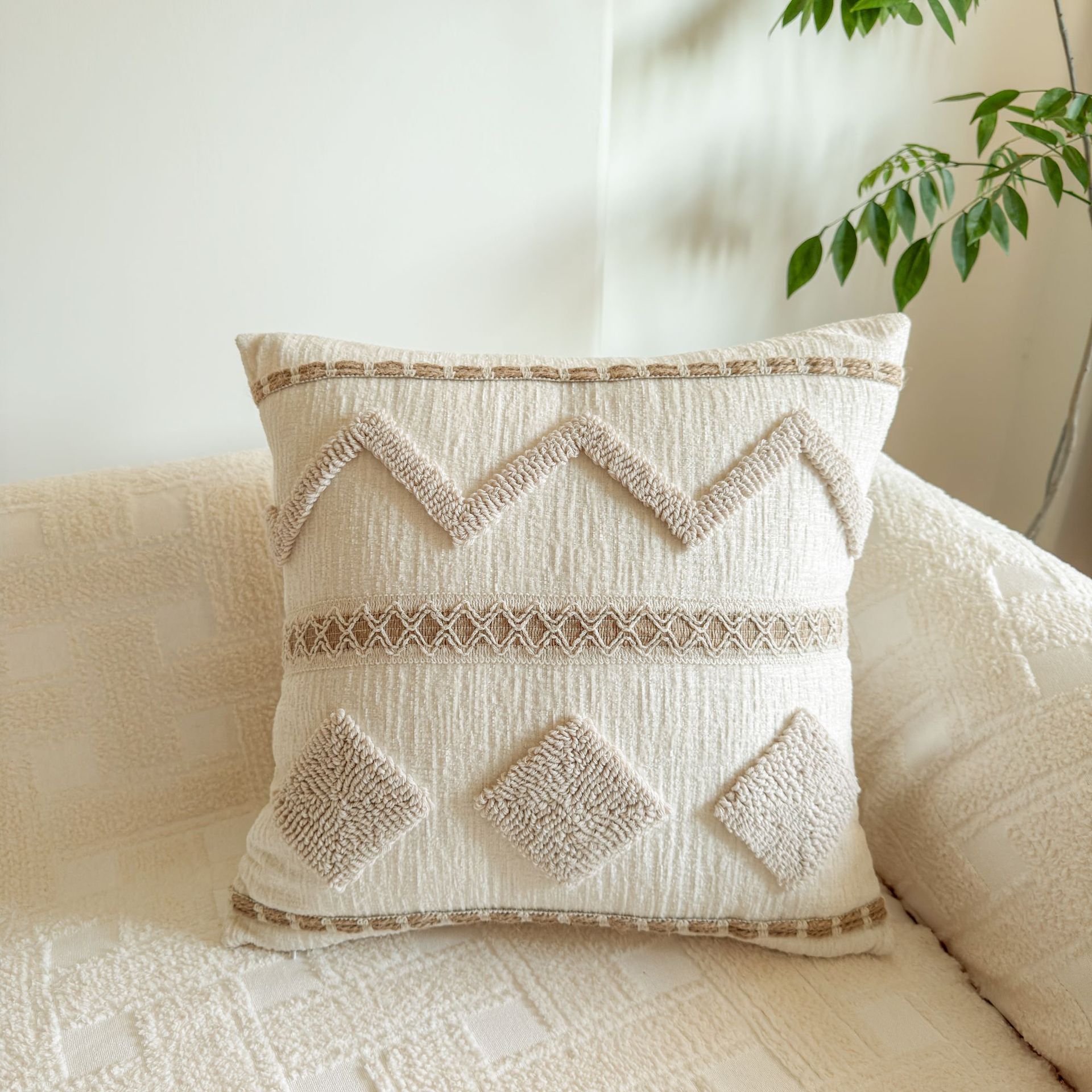 Nórdico inswind almohada simple versátil sala de estar sofá cojín dormitorio ventana flotante cabeza de cama respaldo cojín almohada cubierta