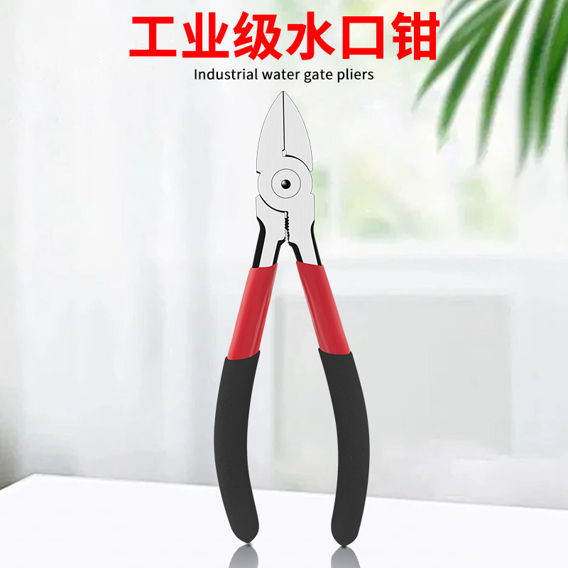 Alicates de boquilla genuinos Alicates diagonales de alta dureza de 6 pulgadas Alicates de corte de alambre de electricista Alicates de deflexión de punta oblicua de acero al cromo vanadio de grado industrial