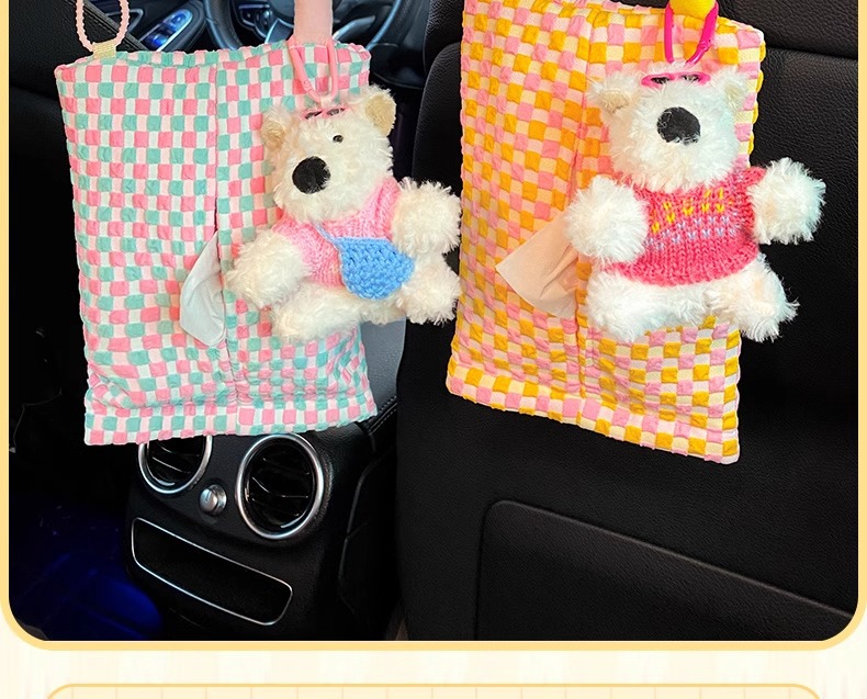 Car Tissue Box Dopamine Car Tissue Hanging Bag Car Paper Box 2024 New Tissue Bag Storage Doll