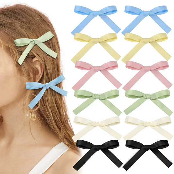 9cm High-Quality Polyester-Cotton Bow Hairpin, Cute and Versatile Bangs Clip, Sweet Princess Side Clip, Beautiful Girl Hair