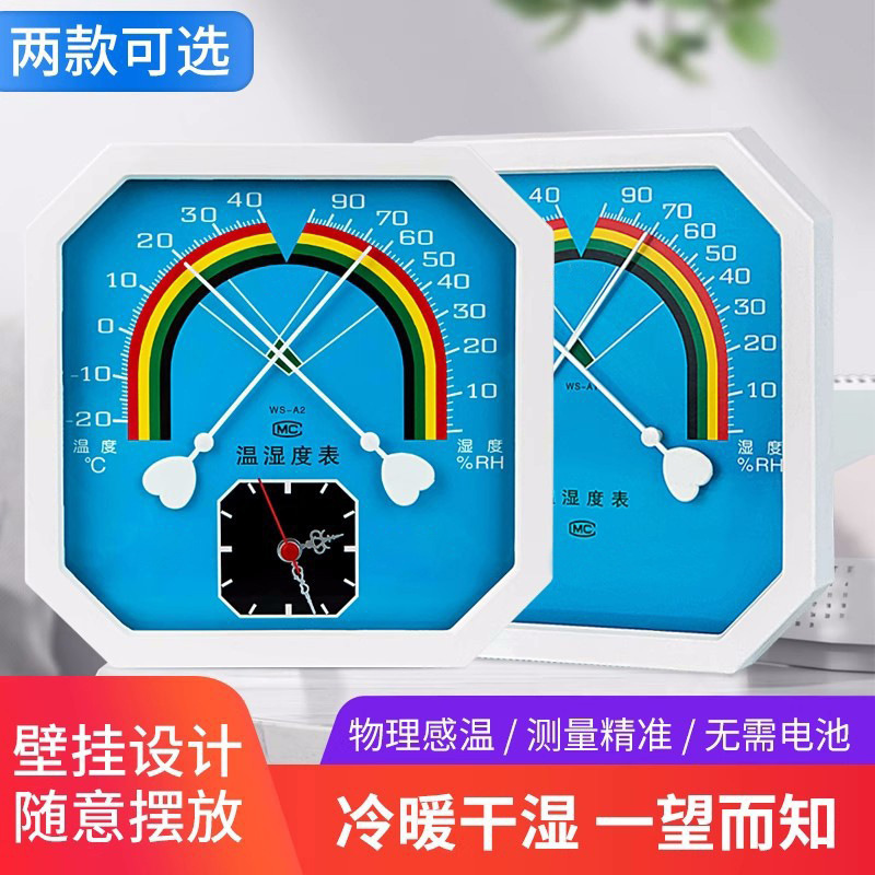 家用室内气温计八角壁挂式温湿度计药房工业大棚高精度温度湿度表
