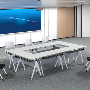 Folding Desk School Training Table Conference Table and Chair Combination Mobile Splicing Multi-Functional Office Tutoring Class Desk