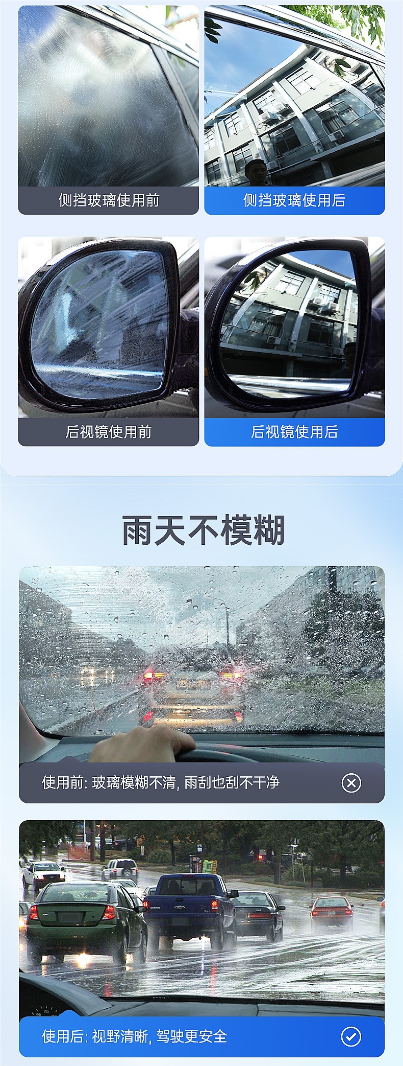 Car Glass Oil Film Remover Front Windshield Cleaning Special Spray Heavy Oil Film Removal Foam Cleaner