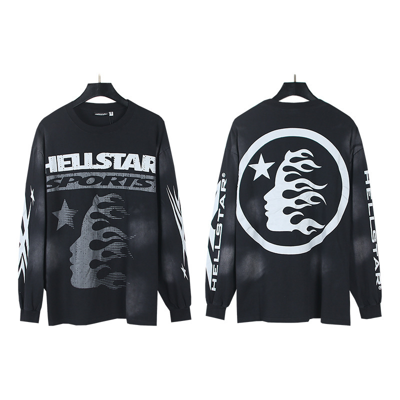 クロスボーダー卸売Hellstar地獄の星TShirt秋装美潮高街ゆるい長袖tシャツ男女潮|undefined