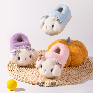 Cartoon children's cotton shoes wholesale plush bag with girls baby cute fleece-lined warm wear-resistant cotton slippers winter wholesale