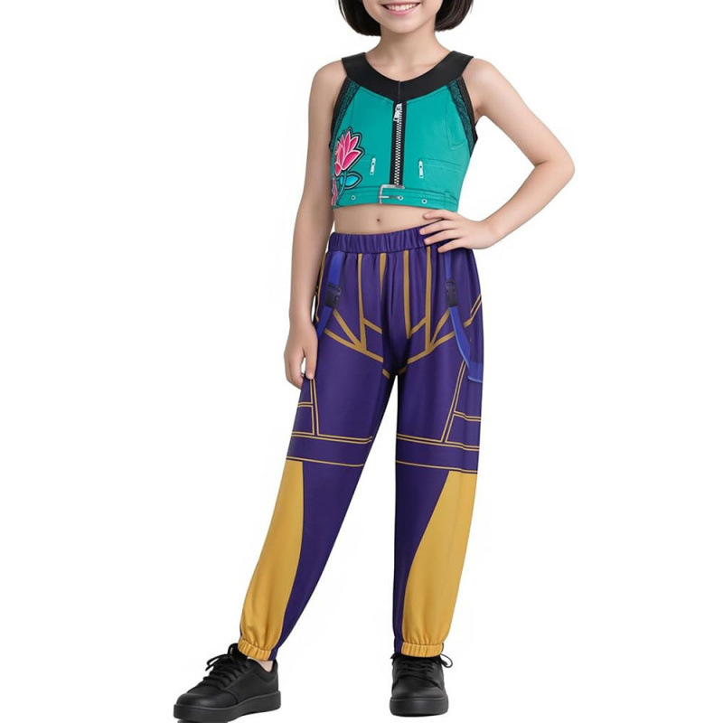 跨境欧美新款k-pop女孩恶魔猎人流行歌手万圣节装扮儿童舞台套装|undefined