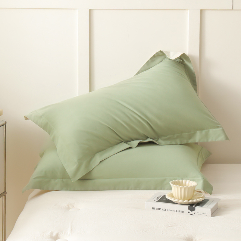 A clase 100S de color sólido algodón molido una sola funda de almohada de algodón de otoño y invierno doble funda de almohada gruesa funda de almohada