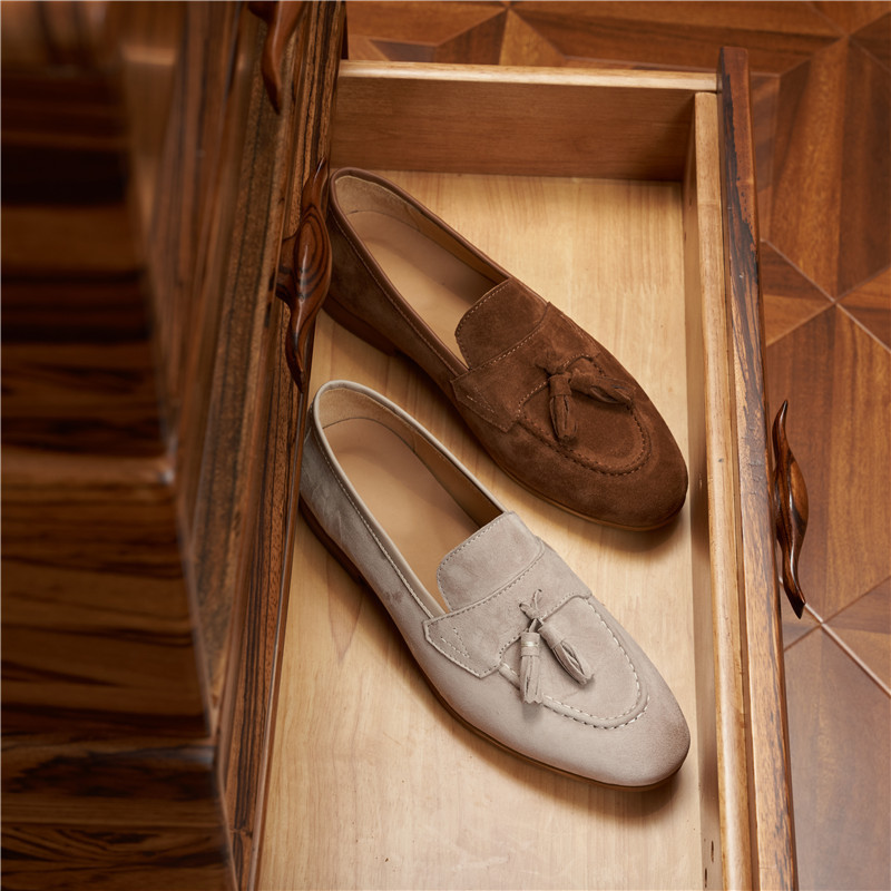 Foreign Trade plus size Loafers Men's Suede British Men's Casual Slip-on Leather Breathable Tassel Leather Shoes