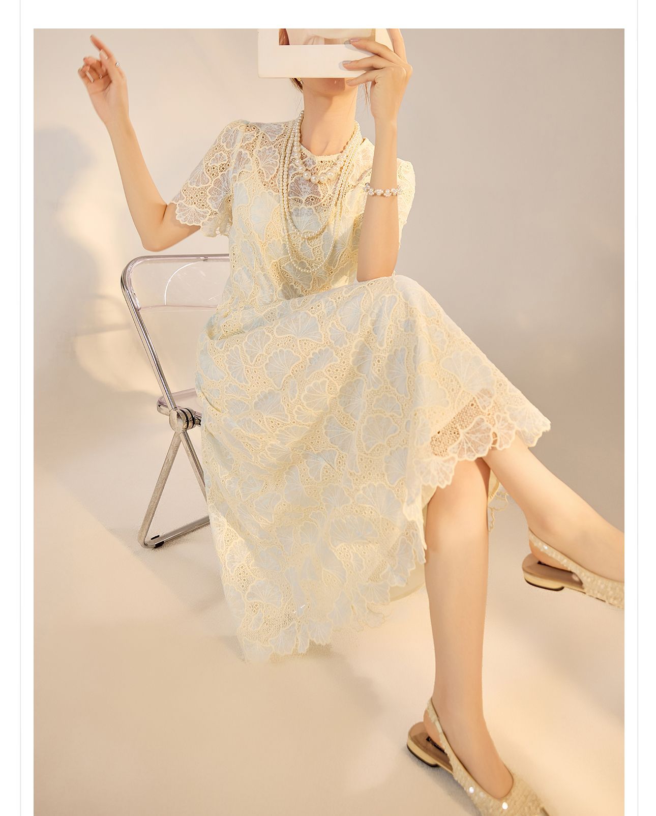 Đầm maxi nữ phong cách dân tộc dáng rộng, tay ngắn, thắt eo, thiết kế cổ tích mùa hè — Màu xanh lam hồng chi tiết 8