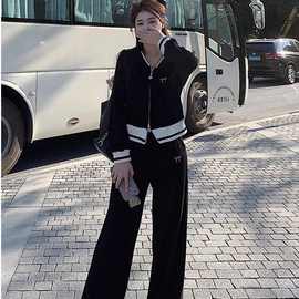 跨境胖MM大码女装秋冬季时尚套装宽松韩版运动连帽卫衣长裤两件套