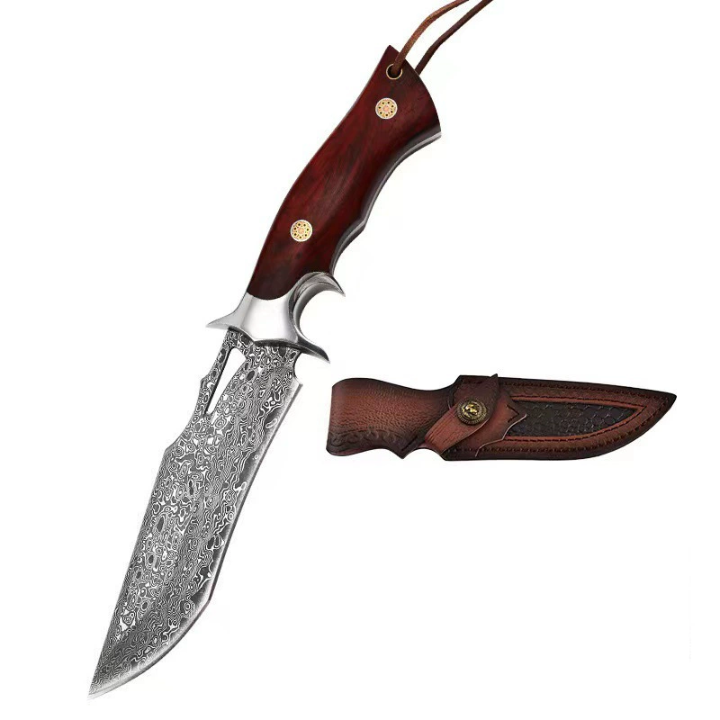 Outdoor survival knife, high‑hardness fixed blade, leather sheath or gift box options