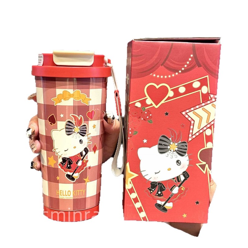 HelloKitty保温杯女2025新款高颜值吸管水杯生日礼物三丽鸥咖啡杯|undefined