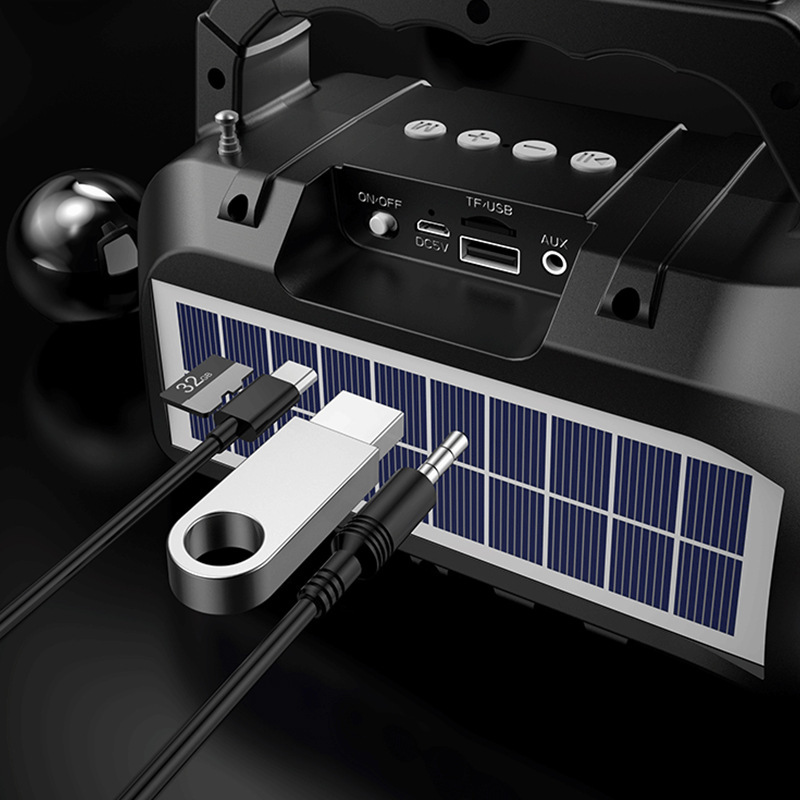 越境携帯用Bluetoothスピーカー懐中電灯強力ライト大音量カード挿入式ソーラープレーヤーワイヤレススピーカー工場|undefined