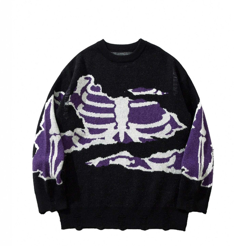 Autumn and Winter Ins High Street Street Knitted Jacquard Crop Design Round Neck Lazy Men's and Women's Sweaters