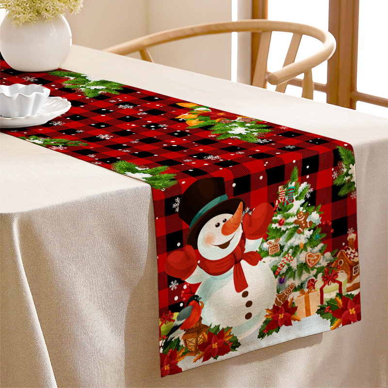 120g Weight Tablecloths Home Textiles & Decor Type Polyester Fiber (Polyester) Material Christmas Festival Christmas Glam Christmas Tree Santa Claus Snowman Polyester Fiber (Polyester)