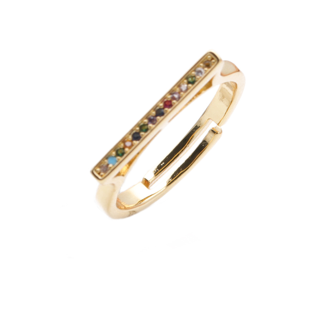 Geometric Open Color Zircon Copper Ring display picture 1