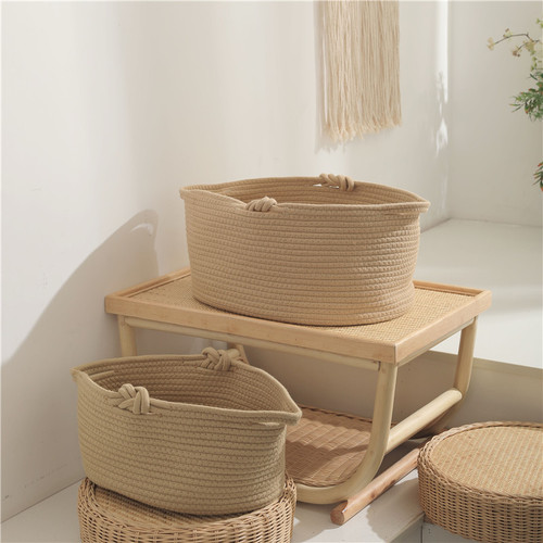 Snack organizing basket, woven cotton thread, debris storage basket, clothes dirty clothes basket, toys, snacks and cosmetics storage