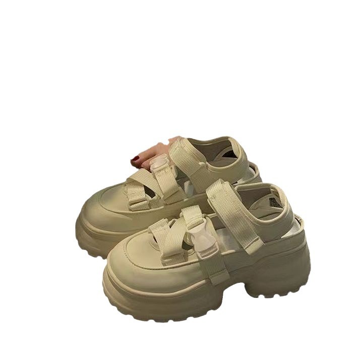 Baotou sandalias de mujer verano no fugas dedo de los pies pan de cabeza gruesa zapatos de pizarra huecos sandalias deportivas