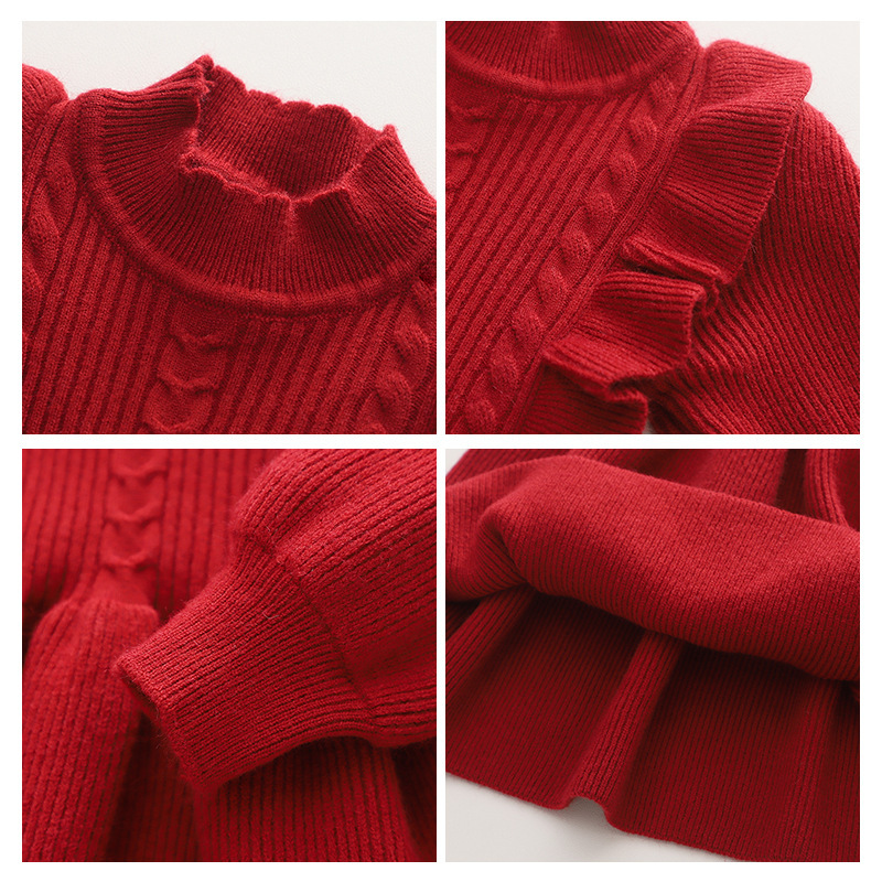 Rochie roșie tricotată de Crăciun, din lână, pentru fete, de iarnă 2024, pentru bebeluși, prințesă, de Anul Nou_voghion.com