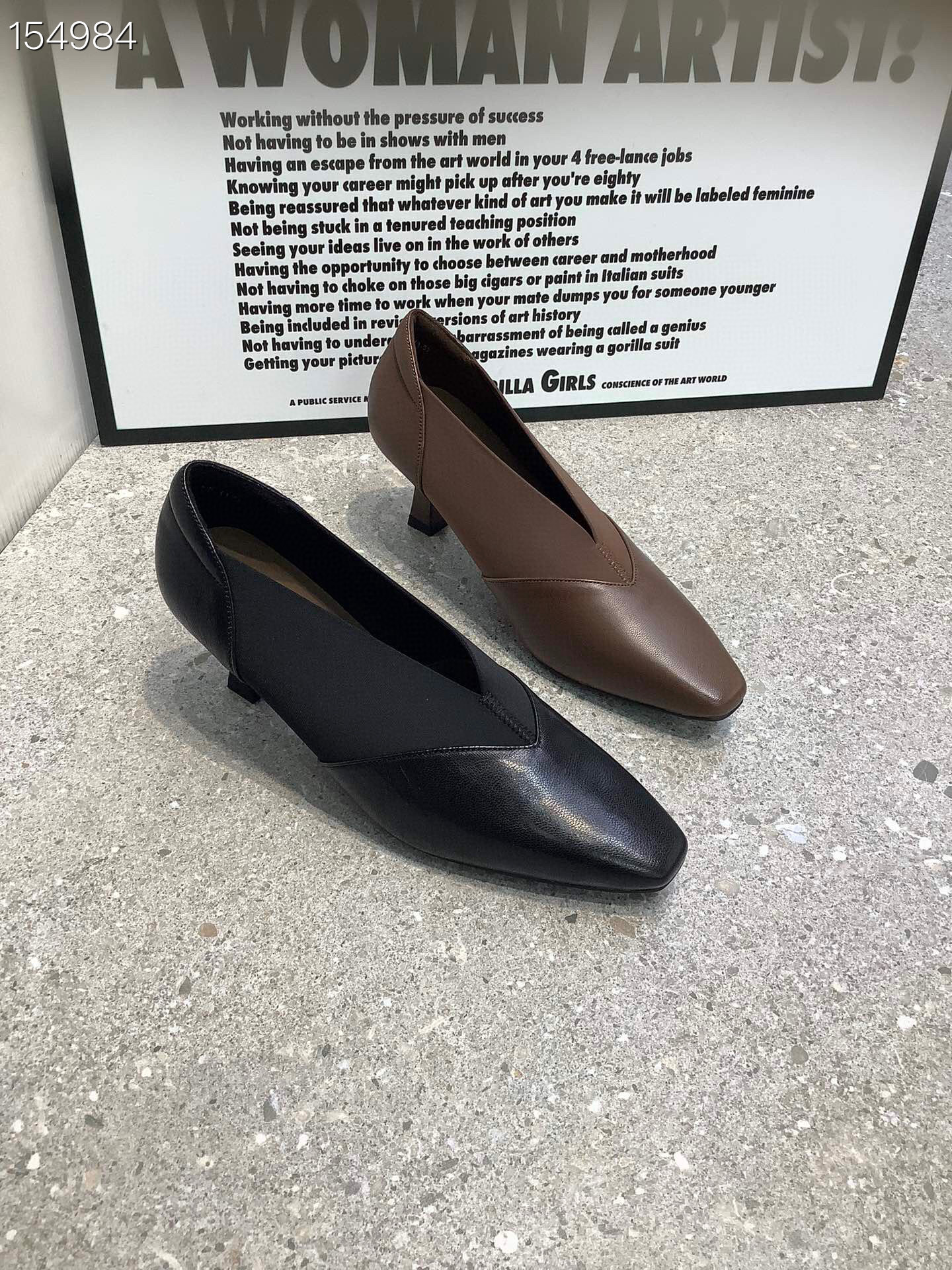 Giày bốt nữ cổ thấp mũi nhọn gót cao 9 cm phong cách thời trang — Màu đen chi tiết 7
