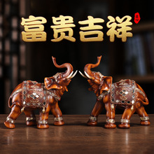 跨境招财大象子母象树脂工艺品摆件酒柜家居卧室客厅装饰树脂摆件