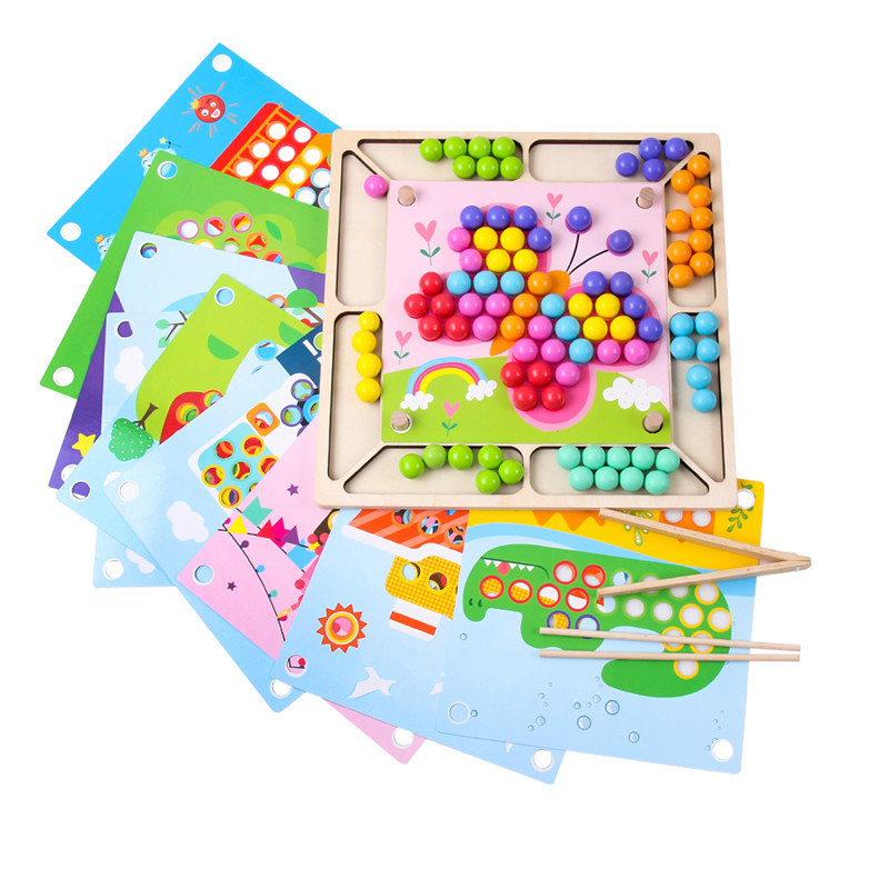 Cuentas de colores xiaoxiaole perlas de concentración entre padres e hijos de madera niños educación temprana juego de mesa niños y niñas juguetes educativos