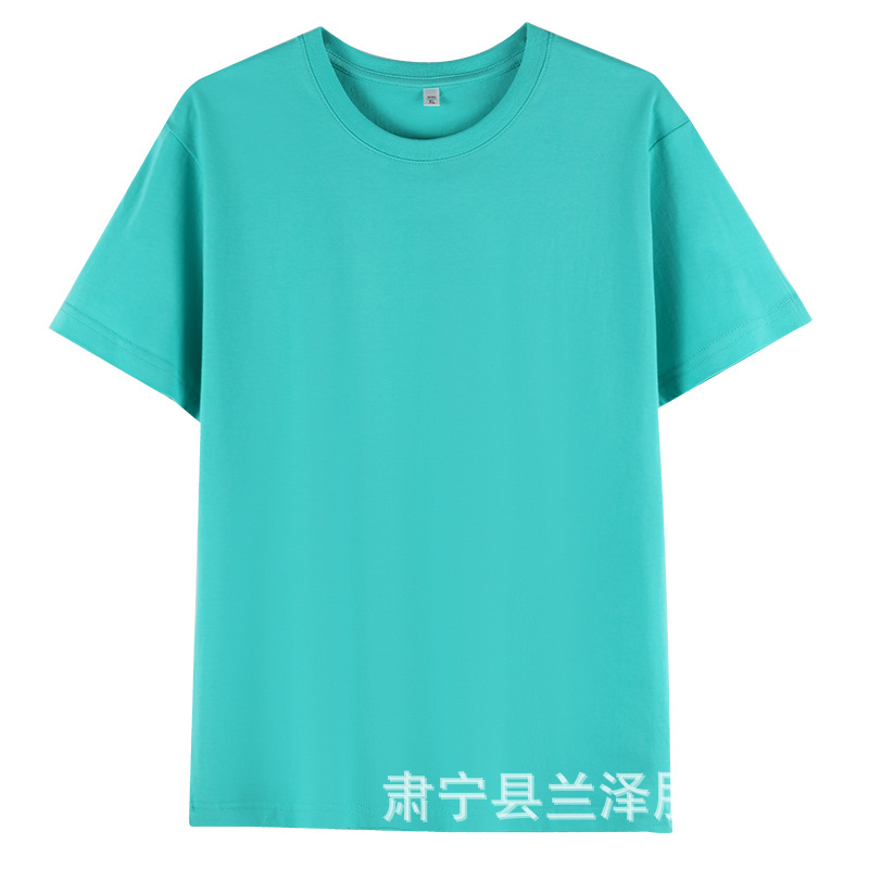 卸売り180グラム夏の薄手半袖男女純色シャツ丸襟綿tシャツ作業服カスタムロゴ