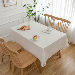 Yimanqiyun natural plain color cotton and linen tablecloth cover white tablecloth dustproof coffee table cover tablecloth manufacturer
