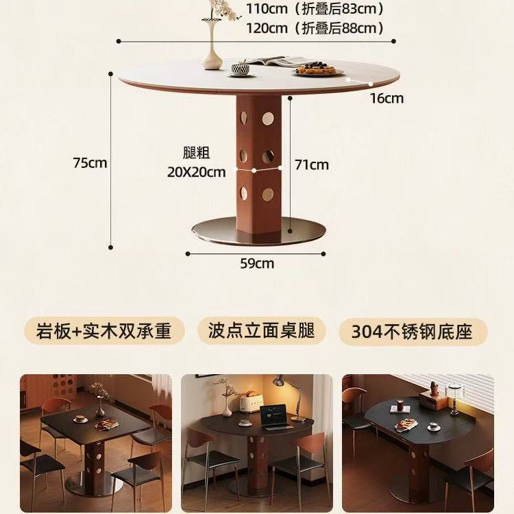 Mesa de comedor plegable cuadrada de madera sólida, mesa redonda de madera sólida, mesa redonda multifuncional para el hogar