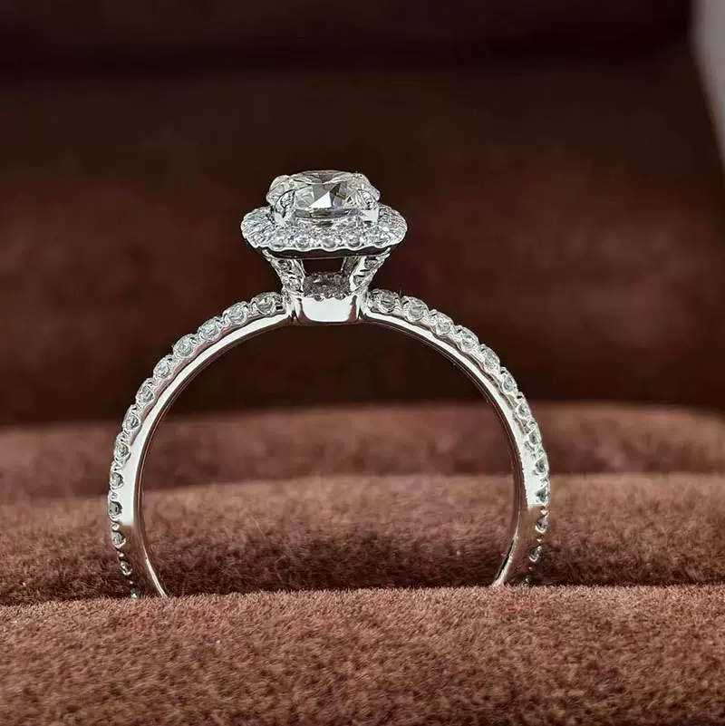 铂金pt950镶嵌实验室培育钻石戒指方包钻戒豪华定制18K14K9K戒指