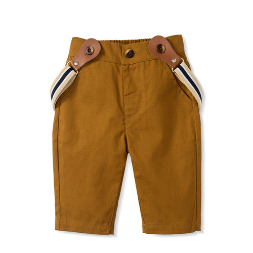 European and American boys and babies gentlemen's dress for young children spring and autumn new long-sleeved trousers triangular clothes set one piece on delivery