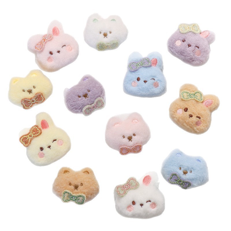 かわいいリボンバニーとクマのぬいぐるみアクセサリー diy ヘアアクセサリーヘアピンバッグブローチ服装飾アクセサリー|undefined