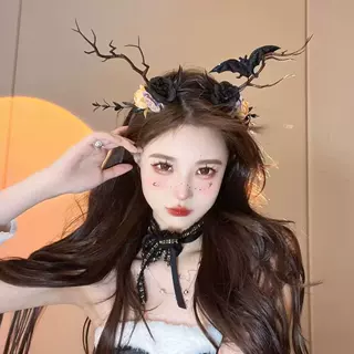 万圣节发光鹿角发箍闪灯头饰搞怪聚会拍照道具演出装扮头箍发饰