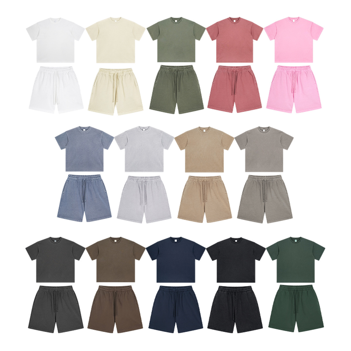Hombres de manga corta verano nuevo lavado de agua viejo teñido blanco pantalones cortos de manga corta marca de moda para hombres y mujeres