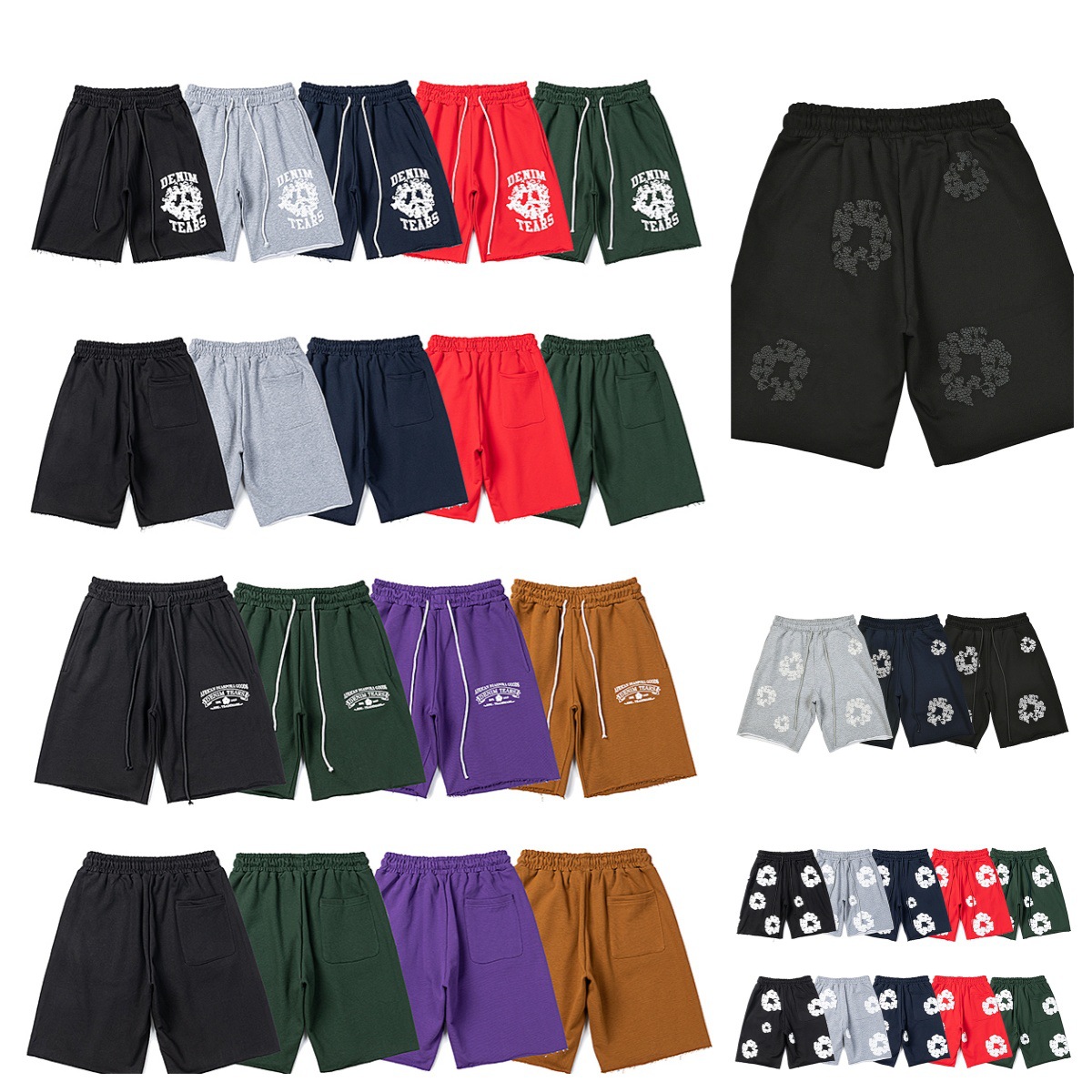 Cross-Border Summer Foam Printed Shorts 2024 European and American Trendy Brand Men's Large Size Loose Multi-Color Beach Pants Wholesale