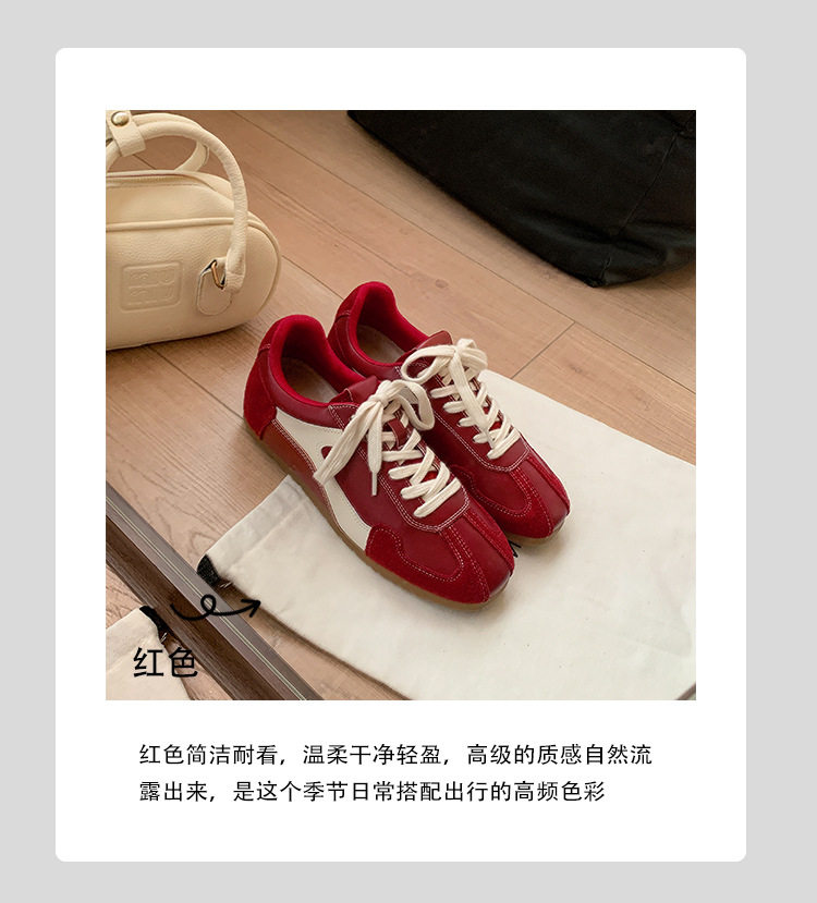 Giày sneaker nữ da cừu phối màu, đế cao su, tăng chiều cao bên trong 5 cm, kiểu retro — Màu nâu (cao hơn 5cm bên trong) có sẵn, Màu nâu (cao hơn 5cm bên trong) đã sẵn sàng để bán, Màu đen (cao hơn 5cm bên trong) có sẵn hàng, Màu đỏ (tăng thêm 5cm bên trong) hàng sẵn có chi tiết 14