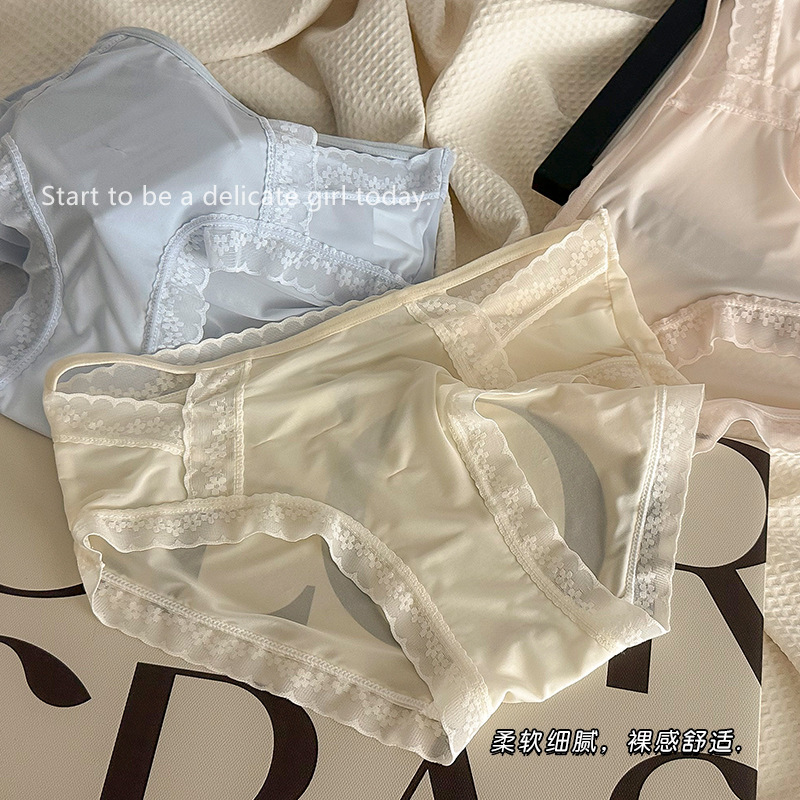 French lace underwear women's sexy cotton crotch new seamless girl's pure desire quick-drying women's plus size shorts head