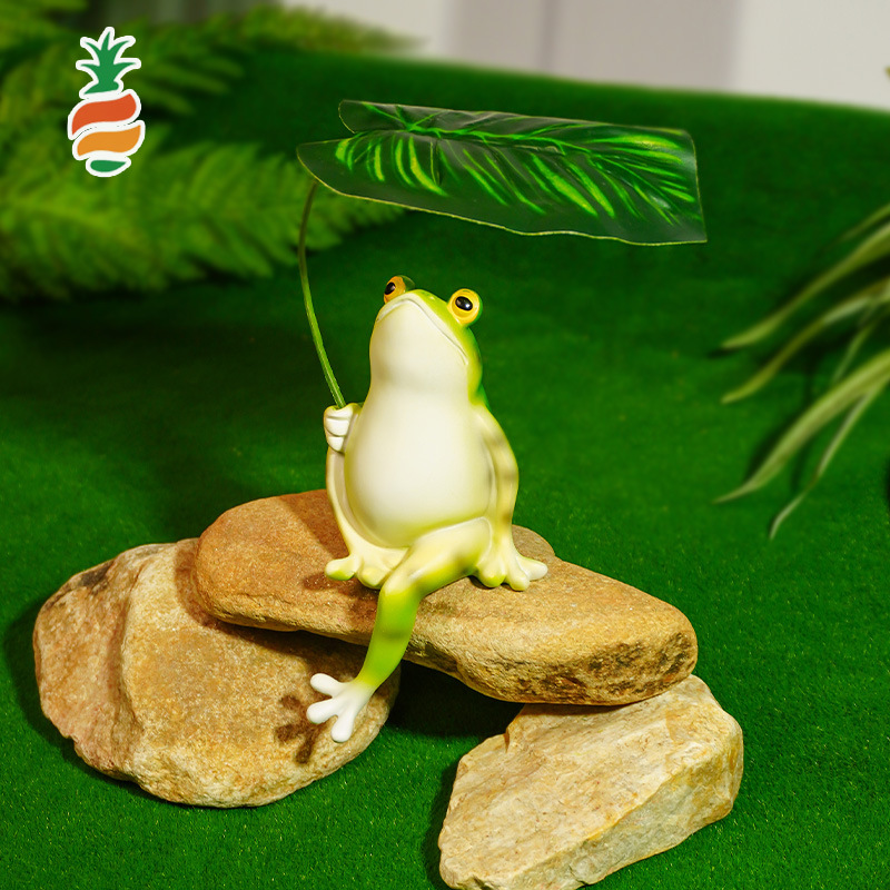 Simulación de adornos de rana estanque de peces pecera micro paisaje hojas para disfrutar del diseño fresco paisaje hogar balcón patio artesanía