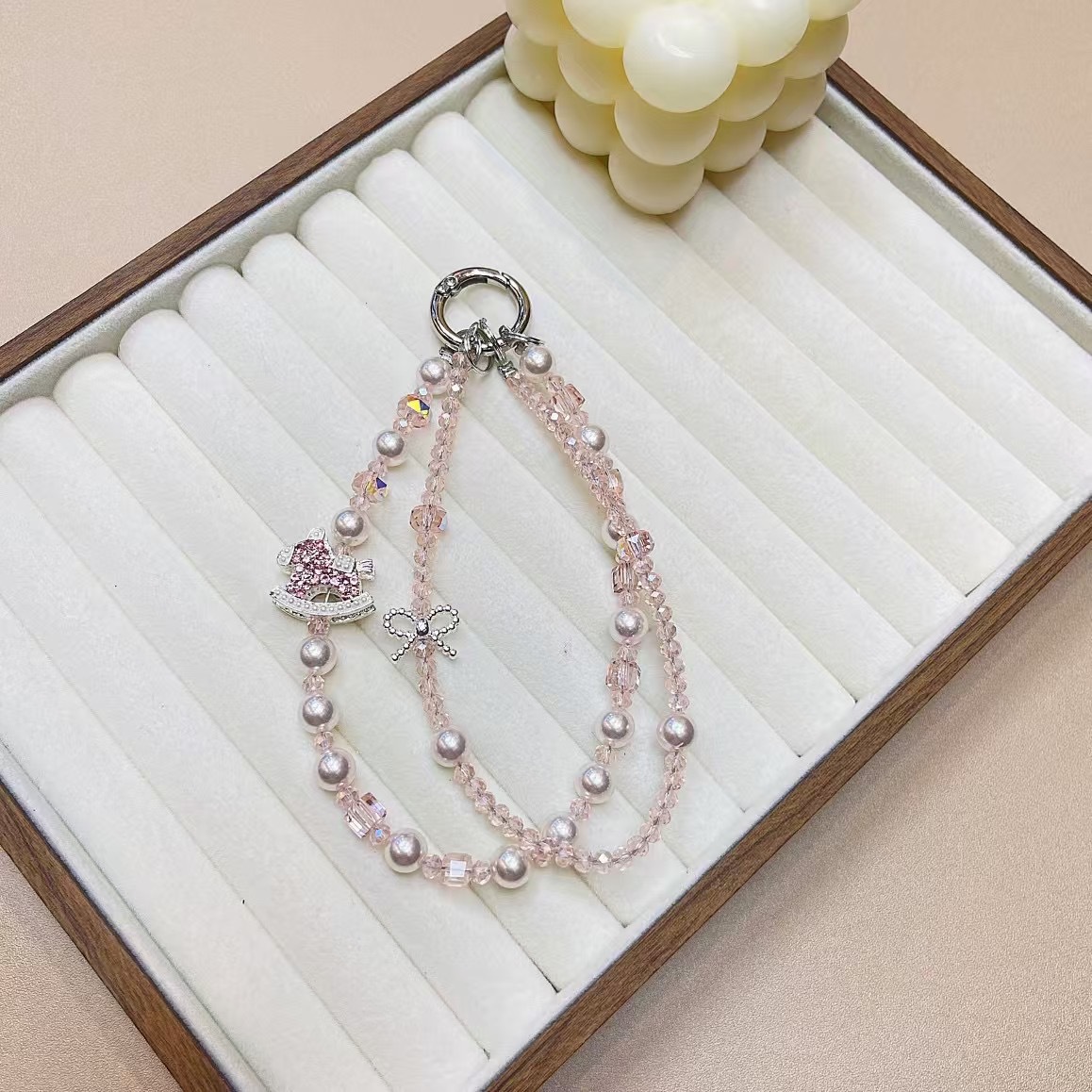 Cadena de teléfono móvil para mujer Creative ins moda teléfono móvil colgante bricolaje hecho a mano perla cristal diamantes de imitación cordón de doble cadena nuevo