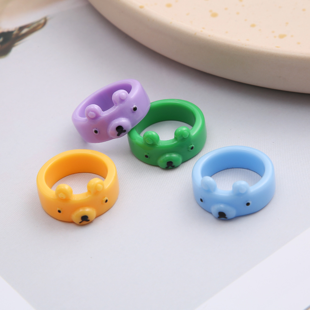 Simple Style Animal Frog Plastic Resin little bear Rings