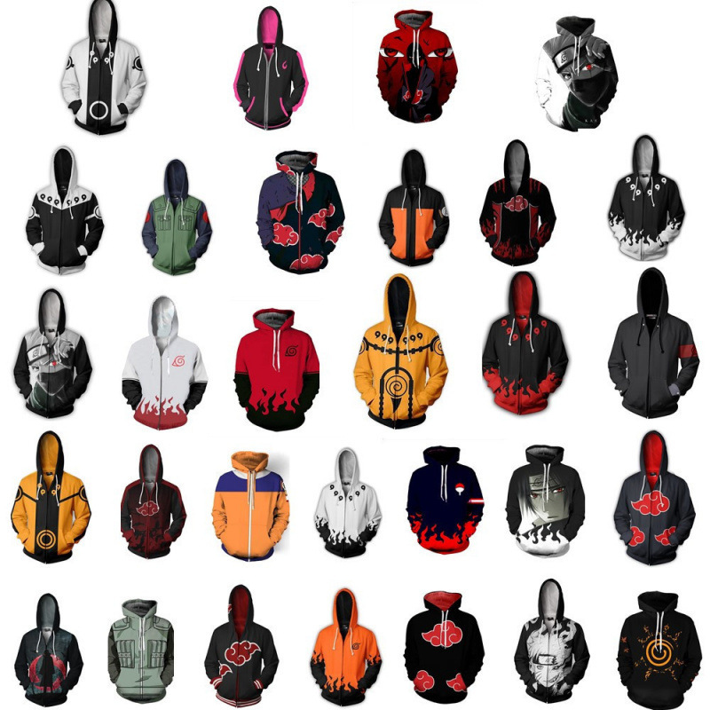 Foreign Trade Naruto Series 3D Printed Sweatshirt Zipper Cardigan Hooded Sweatshirt Jacket Anime Cosplay Clothing Foreign Trade Naruto Series 3D Printed Sweatshirt Zipper Cardigan Hooded Sweatshirt Jacket Anime Cosplay Clothing