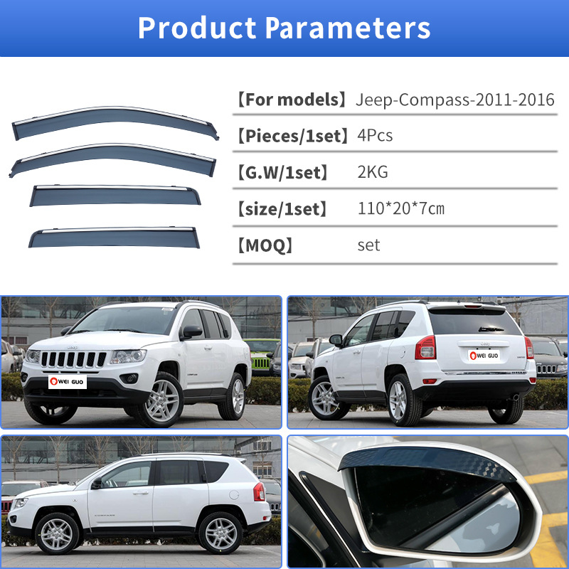 Suitable for Jeep Compass Window Visor, Rearview Mirror Rain Shield, Jeep Compass Window Visor