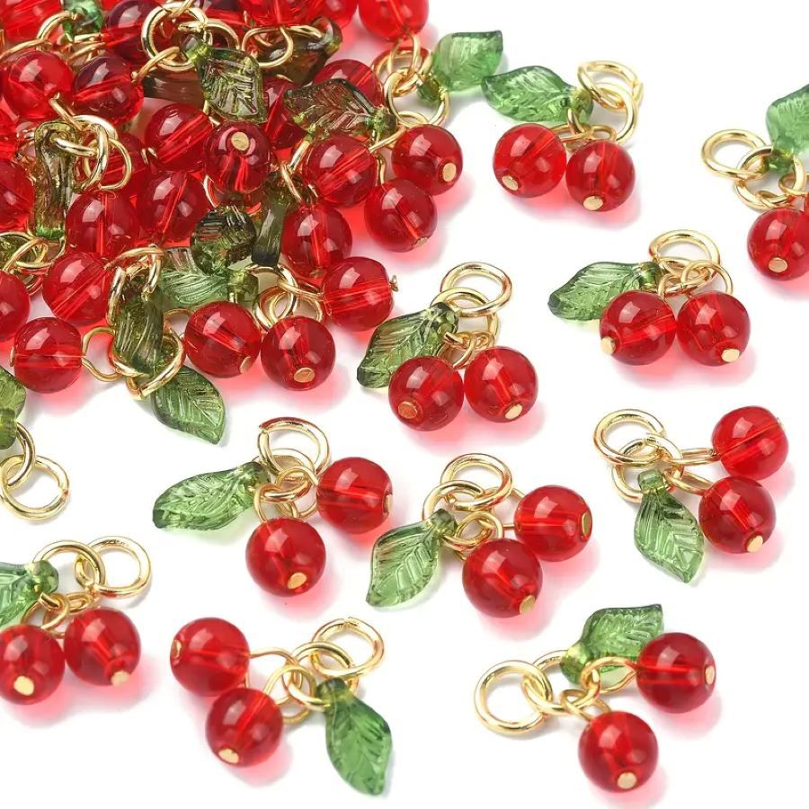 1 Piece 15*10mm Glass Cherry Pendant Vintage Jewelry Watch display picture 4